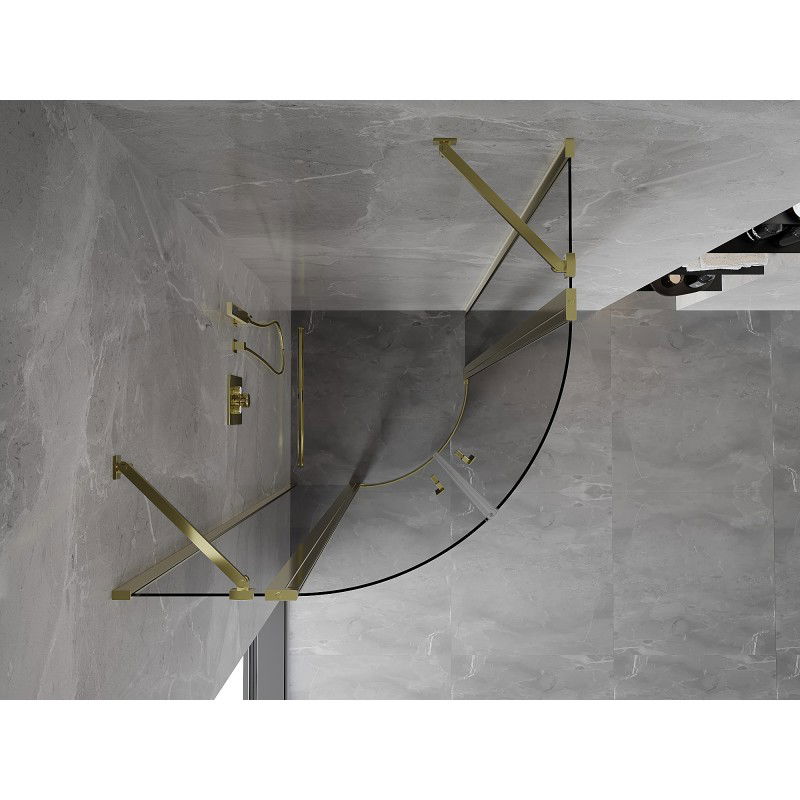 Mexen Mist cabine de douche semi-circulaire battante 90 x 90 cm, transparent, doré - 8A32-090-090-50-00