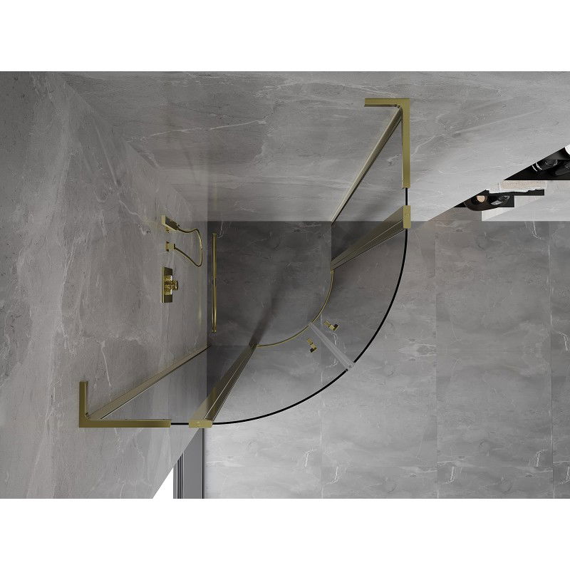 Mexen Mist L cabine de douche quart de cercle pivotante 80 x 80 cm, transparent, or - 8A32L-080-080-50-00