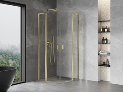 Mexen Mist L cabine de douche semi-circulaire pivotante 90 x 90 cm, transparent, doré - 8A32L-090-090-50-00
