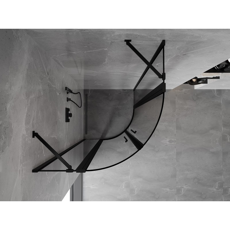 Mexen Mist cabine de douche semi-circulaire pivotante 100 x 100 cm, cadre noir, noir - 8A32-100-100-70-70
