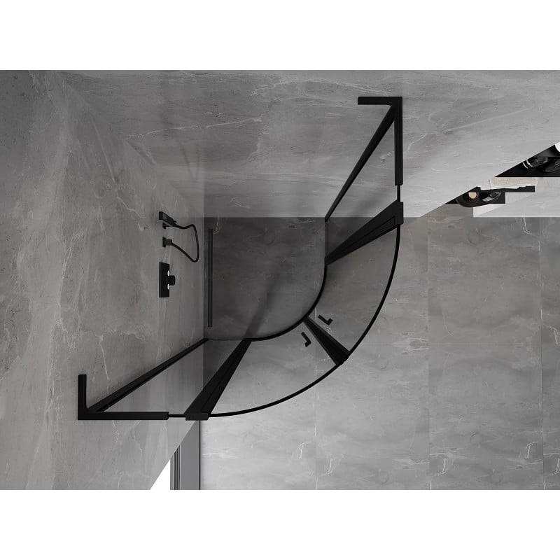Mexen Mist L cabine de douche semi-circulaire pivotante 100 x 100 cm, cadre noir, noir - 8A32L-100-100-70-70