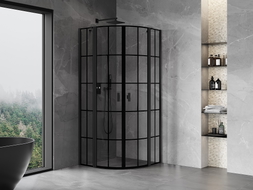 Mexen Mist cabine de douche semi-circulaire battante 90 x 90 cm, grille noire, noir - 8A32-090-090-70-77