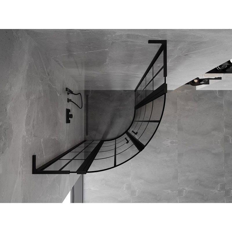Mexen Mist L cabine de douche semi-circulaire pivotante 100 x 100 cm, grille noire, noire - 8A32L-100-100-70-77