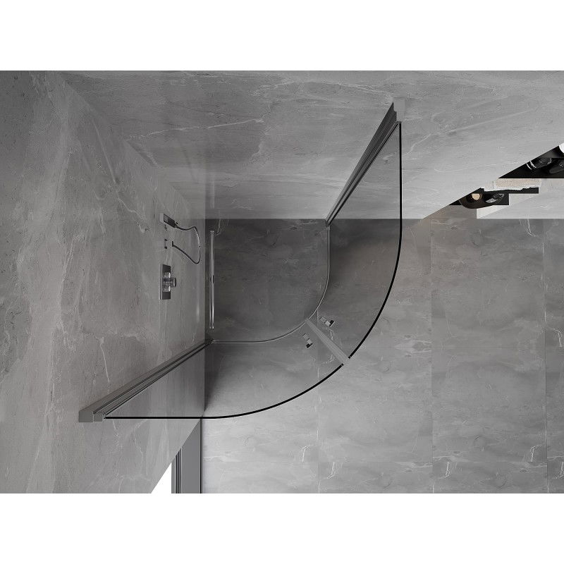 Mexen Mist cabine de douche demi-circulaire battante 70 x 70 cm, transparent, chromé - 8A31-070-070-01-00