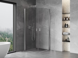 Mexen Mist cabine de douche demi-circulaire battante 70 x 70 cm, transparent, chromé - 8A31-070-070-01-00