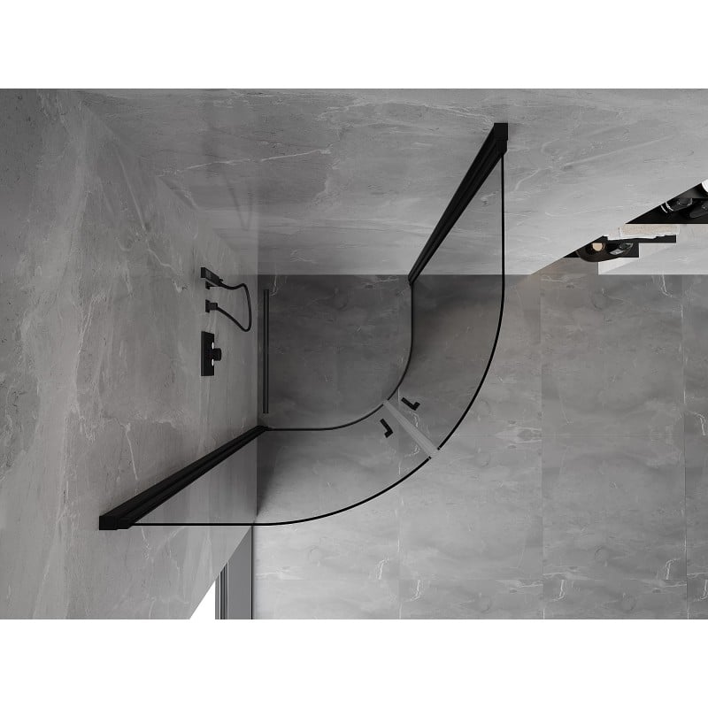Mexen Mist cabine de douche semi-circulaire pivotante 80 x 80 cm, transparent, noir - 8A31-080-080-70-00