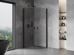 Mexen Mist cabine de douche semi-circulaire pivotante 70 x 70 cm, transparent, noir - 8A31-070-070-70-00