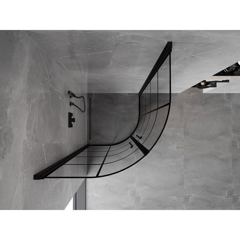 Mexen Mist cabine de douche demi-circulaire pivotante 90 x 90 cm, grille noire, noire - 8A31-090-090-70-77