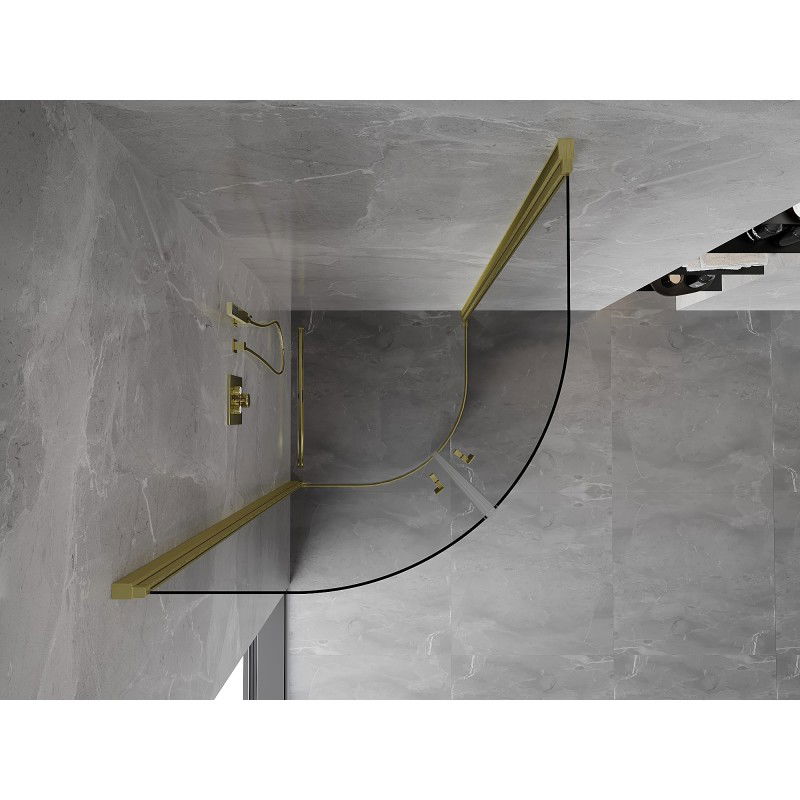Mexen Mist cabine de douche quart de cercle battante 90 x 90 cm, transparent, or brossé - 8A31-090-090-55-00