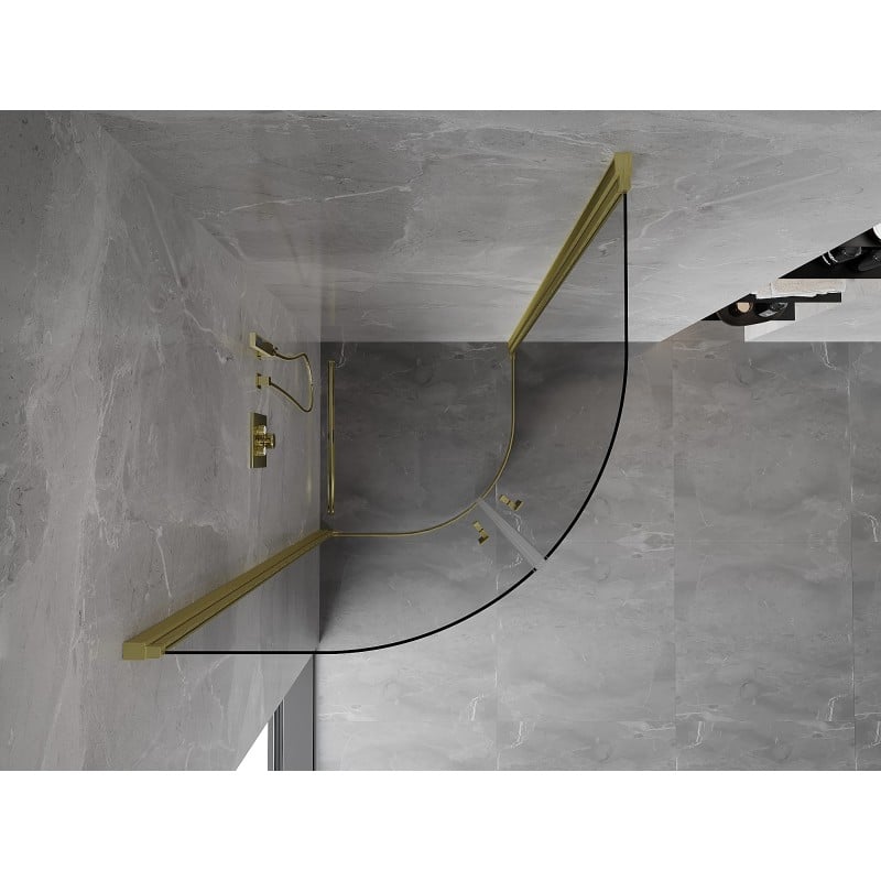 Mexen Mist cabine de douche semi-circulaire pivotante 70 x 70 cm, transparent, or brossé - 8A31-070-070-55-00