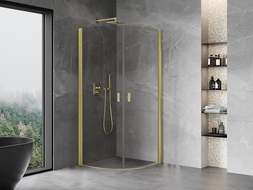 Mexen Mist cabine de douche semi-circulaire pivotante 80 x 80 cm, transparent, or brossé - 8A31-080-080-55-00