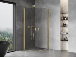 Mexen Mist cabine de douche semi-circulaire pivotante 70 x 70 cm, transparent, or brossé - 8A31-070-070-55-00
