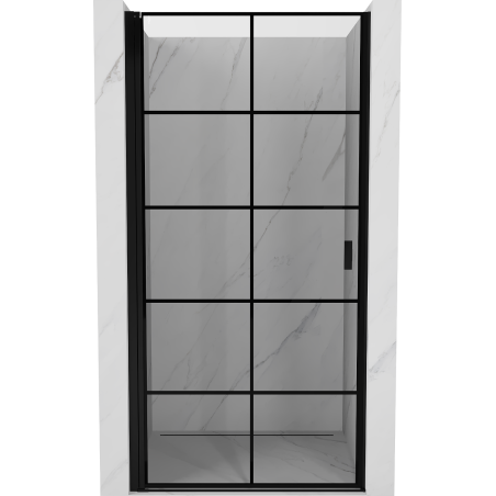 Mexen Mist-B porte de douche pivotante gauche 80 cm, grille noire, noir - 8A2-080-000-70-77-L