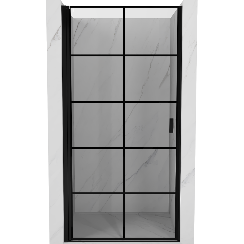 Mexen Mist-B porte de douche pivotante gauche 90 cm, grille noire, noir - 8A2-090-000-70-77-L