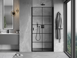 Mexen Mist-B porte de douche pivotante droite 90 cm, grille noire, noir - 8A2-090-000-70-77-P