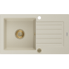 Mexen Pablo évier en granit 1 bac avec égouttoir 752 x 436 mm, beige, siphon doré - 6510751010-69-G
