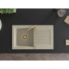 Mexen Pablo évier en granit 1 bac avec égouttoir 752 x 436 mm, beige, siphon doré - 6510751010-69-G