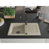 Mexen Pablo évier en granit à 1 bac avec égouttoir 752 x 436 mm, beige, siphon noir - 6510751010-69-B