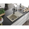 Mexen Pablo évier en granit à 1 bac avec égouttoir 752 x 436 mm, beige, siphon noir - 6510751010-69-B