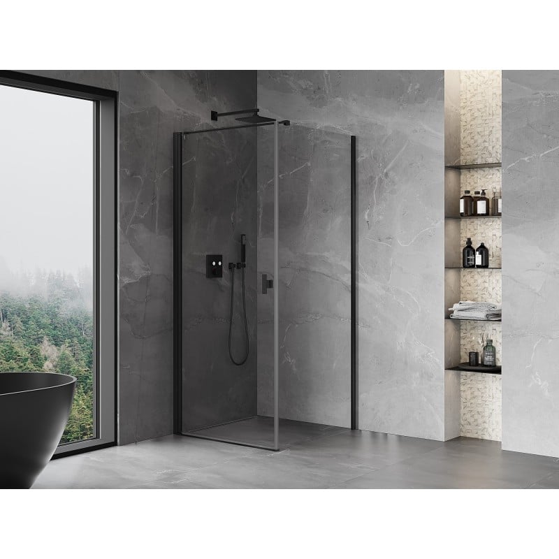 Mexen Mist-B cabine de douche pivotante 75 x 75 cm, transparent, noir - 8A2T-075-075-70-00