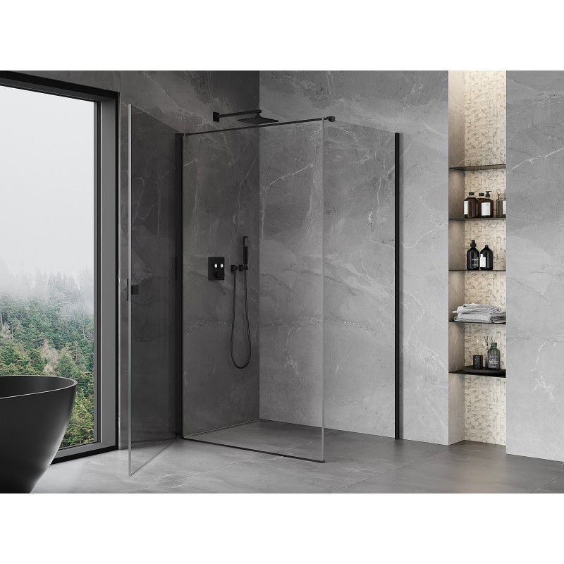 Mexen Mist-B cabine de douche pivotante 95 x 70 cm, transparente, noire - 8A2T-095-070-70-00