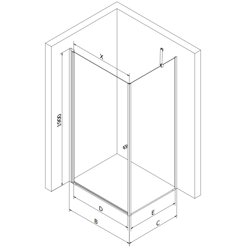 Mexen Pretoria cabine de douche pivotante 100 x 100 cm, transparente, chrome + bac Flat, noir - 852-100-100-01-00-4070