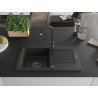 Mexen Pablo Évier en granit à 1 bac avec égouttoir 752 x 436 mm, noir/or métallisé, siphon noir - 6510751010-75-B