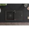 Mexen Pablo évier en granit 1 bac avec égouttoir 752 x 436 mm, noir/doré métallisé, siphon noir - 6510751010-75-B