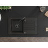 Mexen Pablo Évier en granit à 1 bac avec égouttoir 752 x 436 mm, noir/or métallisé, siphon noir - 6510751010-75-B
