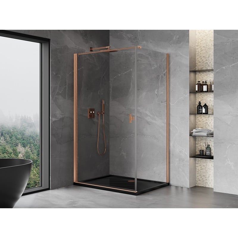 Mexen Mist-B cabine de douche pivotante 70 x 120 cm, transparent, cuivre brossé - 8A2T-070-120-65-00