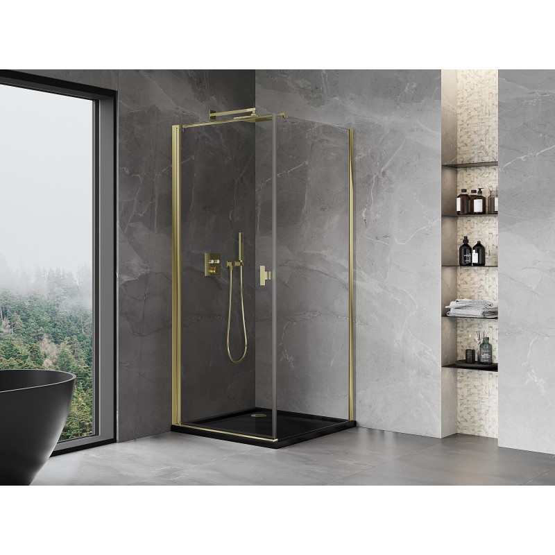 Mexen Mist-B cabine de douche pivotante 90 x 90 cm, transparent, or - 8A2T-090-090-50-00