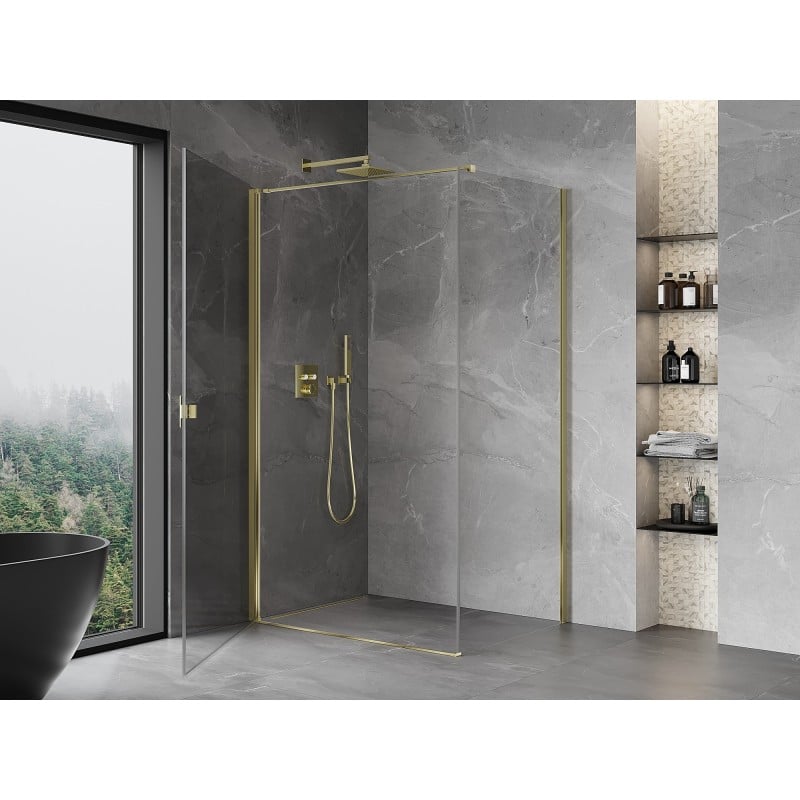 Mexen Mist-B cabine de douche pivotante 75 x 85 cm, transparent, dorée - 8A2T-075-085-50-00