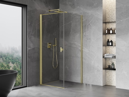 Mexen Mist-B cabine de douche pivotante 90 x 90 cm, transparent, or brossé - 8A2T-090-090-55-00
