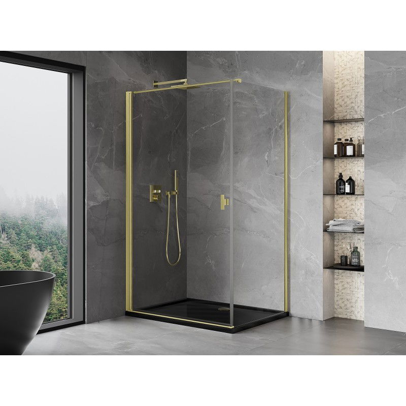 Mexen Mist-B cabine de douche pivotante 85 x 70 cm, transparent, or brossé - 8A2T-085-070-55-00