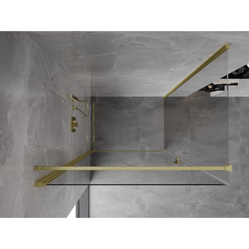 Mexen Mist-B cabine de douche pivotante 75 x 90 cm, transparent, or brossé - 8A2T-075-090-55-00