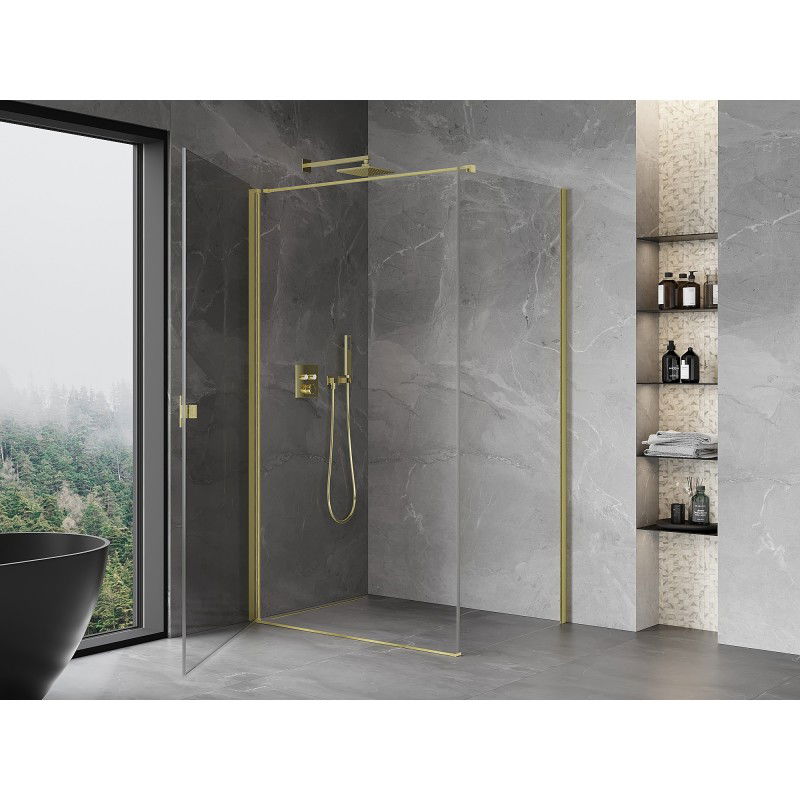 Mexen Mist-B cabine de douche pivotante 85 x 95 cm, transparente, or brossé - 8A2T-085-095-55-00