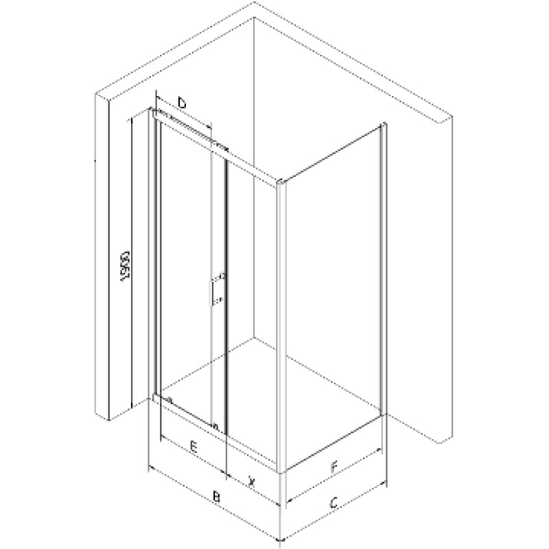 Mexen Apia cabine de douche coulissante 90 x 80 cm, transparente, chromée + receveur Flat, noir - 840-090-080-01-00-4070