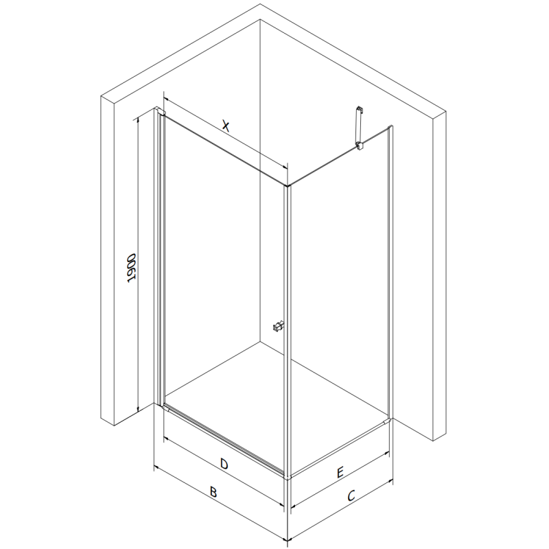 Mexen Pretoria cabine de douche pivotante 80 x 90 cm, transparente, noire + receveur Flat, noir - 852-080-090-70-00-4070B