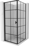 Mexen Mist-B cabine de douche pivotante gauche 80 x 80 cm, grille noire, noire - 8A2T-080-080-70-77-L