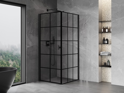 Mexen Mist-B cabine de douche pivotante gauche 100 x 100 cm, grille noire, noir - 8A2T-100-100-70-77-L