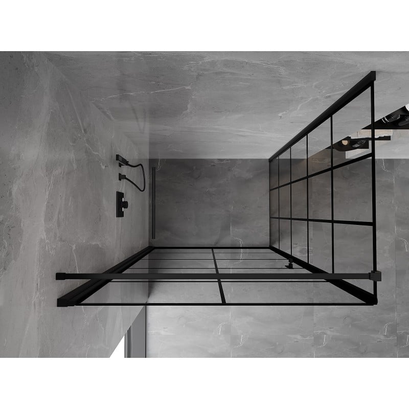 Mexen Mist-B cabine de douche pivotante gauche 70 x 80 cm, grille noire, noir - 8A2T-070-080-70-77-L