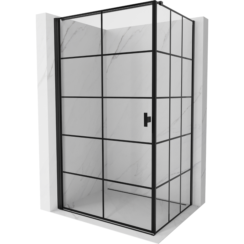Mexen Mist-B cabine de douche pivotante gauche 80 x 85 cm, grille noire, noir - 8A2T-080-085-70-77-L