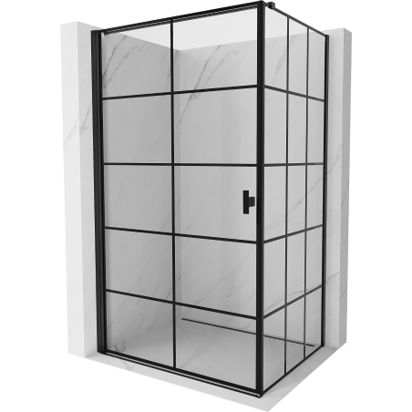 Mexen Mist-B cabine de douche pivotante gauche 70 x 90 cm, grille noire, noir - 8A2T-070-090-70-77-L
