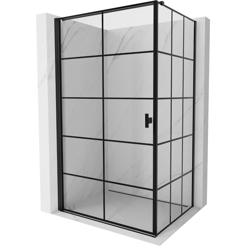 Mexen Mist-B cabine de douche pivotante gauche 100 x 90 cm, grille noire, noir - 8A2T-100-090-70-77-L