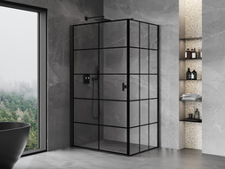 Mexen Mist-B cabine de douche pivotante gauche 100 x 90 cm, grille noire, noir - 8A2T-100-090-70-77-L