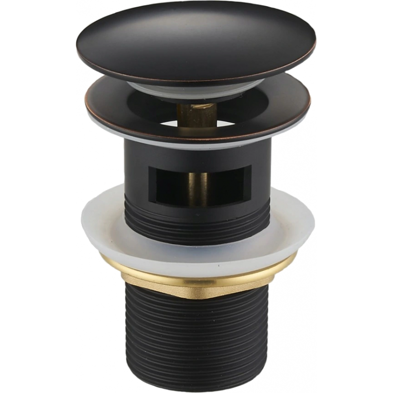 Mexen bouchon rond clic-clack avec trop-plein, Noire antique - 79920-79