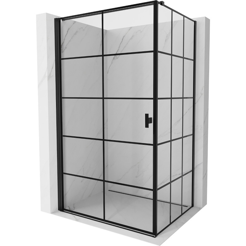 Mexen Mist-B cabine de douche pivotante gauche 100 x 110 cm, grille noire, noire - 8A2T-100-110-70-77-L