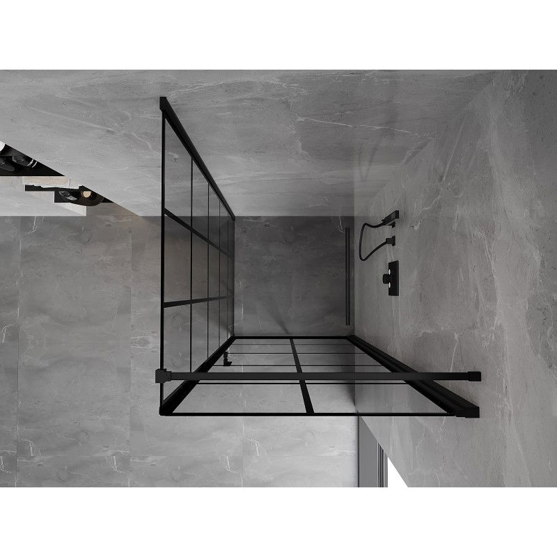 Mexen Mist-B cabine de douche pivotante droite 90 x 90 cm, grille noire, noir - 8A2T-090-090-70-77-P