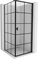 Mexen Mist-B cabine de douche pivotante droite 90 x 90 cm, grille noire, noir - 8A2T-090-090-70-77-P