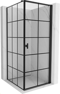 Mexen Mist-B cabine de douche pivotante droite 100 x 100 cm, grille noire, noir - 8A2T-100-100-70-77-P